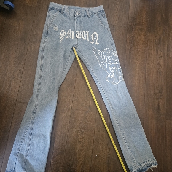 Blue Relaxed Fit Jeans with Graphics - Picture 6 of 8